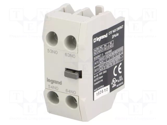 Auxiliary contacts; Leads: screw terminals; front; CTX3 LEGRAND 416851