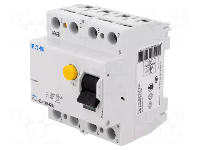 RCD breaker; Inom: 40A; Ires: 30mA; Max surge current: 3kA; Poles: 4 EATON ELECTRIC PFIM-40/4/003-G/A