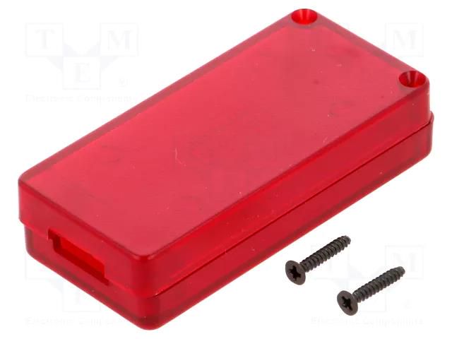 Enclosure: for USB; X: 30mm; Y: 65mm; Z: 15.5mm; ABS; translucent red HAMMOND HM-1551USB3TRD