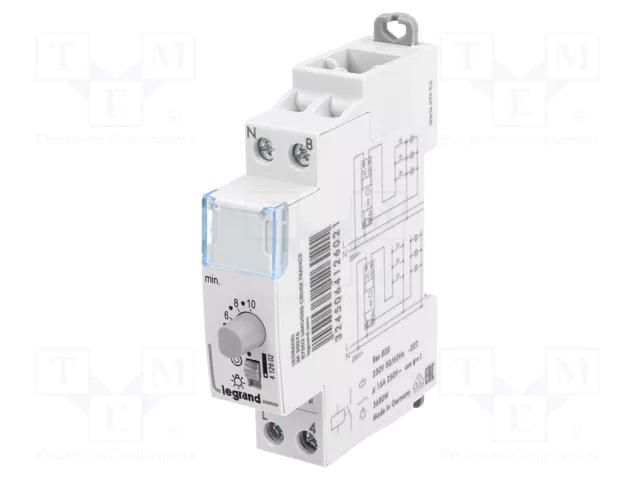 Staircase timer; for DIN rail mounting; 230VAC; SPST-NO; IP20 LEGRAND 412602