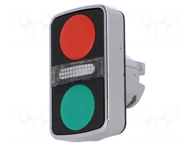 Switch: double; 22mm; Stabl.pos: 1; green/red; ZBVB,ZBVG,ZBVJ,ZBVM SCHNEIDER ELECTRIC ZB4BW7A3740