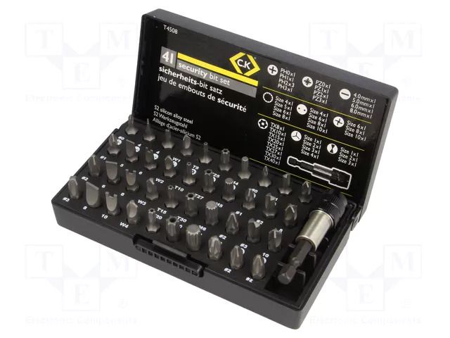Kit: screwdriver bits; plastic box; Holder: C6,3mm; 25mm; 1/4" C.K CK-4508