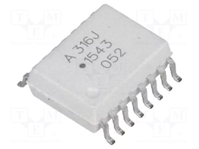 Optocoupler; SMD; Ch: 1; OUT: IGBT driver; 5kV; SO16-W; 30kV/μs BROADCOM (AVAGO) HCPL-316J-000E
