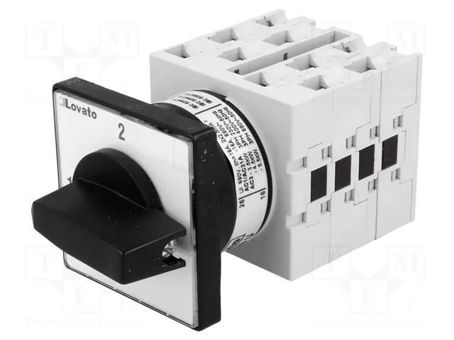 Switch: cam switch; Stabl.pos: 2; 16A; 1-2; panel; Poles: 4; Pos: 2 LOVATO ELECTRIC GX1669U