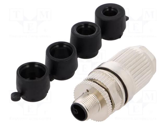 Connector: M12; plug; PIN: 5; male; L code-Power; for cable; IP67 HARTING 21038961505