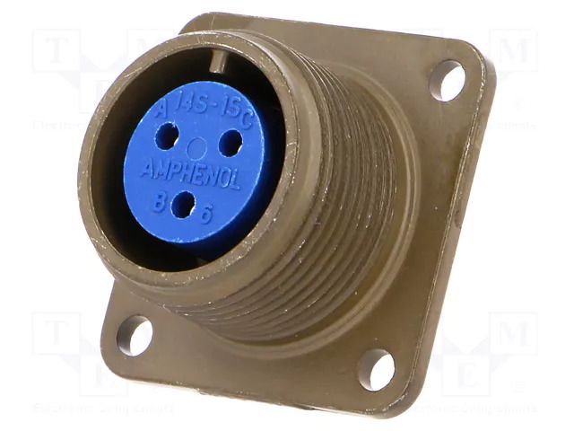 Connector: circular; socket; PIN: 3; female; soldering; 97; 13A AMPHENOL 97-3102A-14S-1S