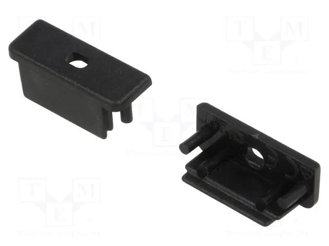 Cap for LED profiles; black; 2pcs; ABS; with hole; SURFACE14 TOPMET TOP-A2110002