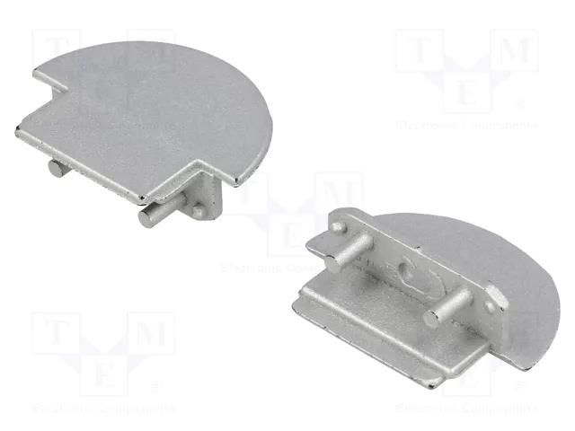 Cap for LED profiles; silver; 2pcs; ABS; with hole; GROOVE14 TOPMET TOP-A3060040