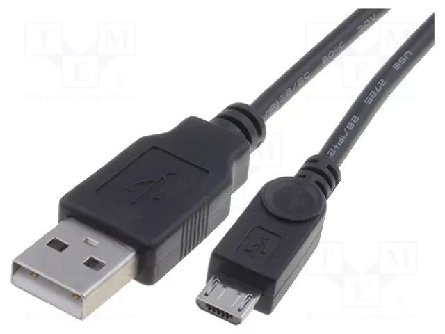 Cable; USB 2.0; USB A plug,USB B micro plug; 1m; black GOOBAY TCAB-143