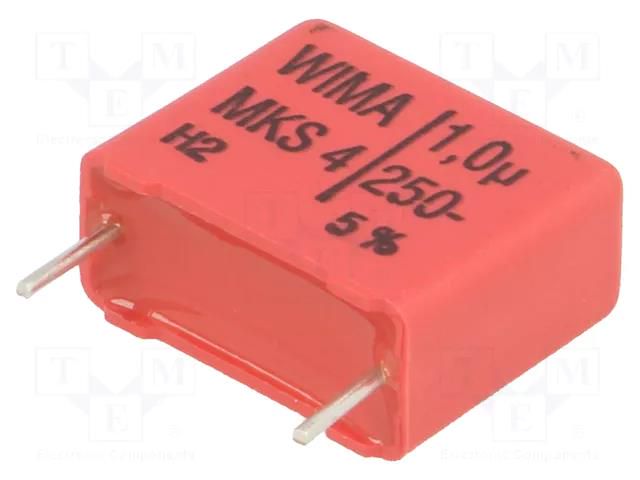 Capacitor: polyester; 1uF; 160VAC; 250VDC; 15mm; ±5%; 8x15x18mm; MKT WIMA MKS4-1U/250-R-5%