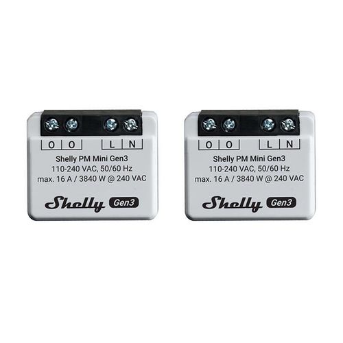 Shelly PM Mini Gen3 Set of 2 Controllers, WiFi/Bluetooth, Shelly PMMiniGen3x2