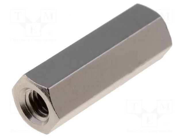 Screwed spacer sleeve; 15mm; Int.thread: M3; brass; nickel VOGT TDYSFF-M3/15