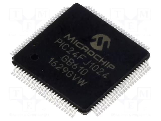 IC: PIC microcontroller; 1024kB; 2÷3.6VDC; SMD; TQFP100; PIC24 MICROCHIP TECHNOLOGY 24FJ1024GB610-I/PT