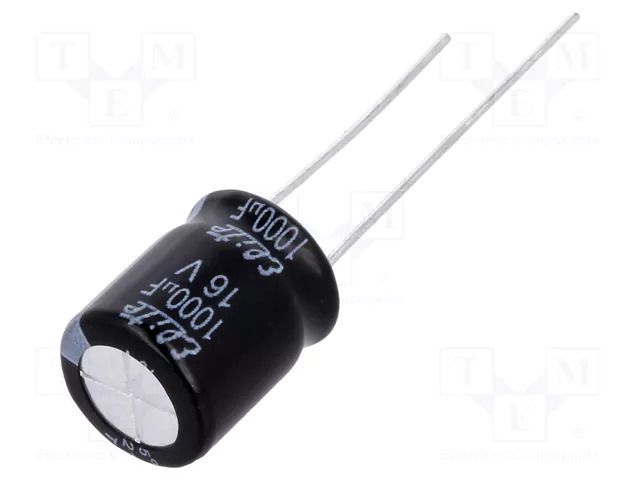 Capacitor: electrolytic; THT; 1000uF; 16VDC; Ø10x12mm; Pitch: 5mm Elite PF1C102MNN1012