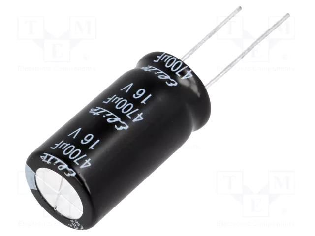 Capacitor: electrolytic; THT; 4700uF; 16VDC; Ø16x31.5mm; ±20%; PF Elite PF1C472MNN1632