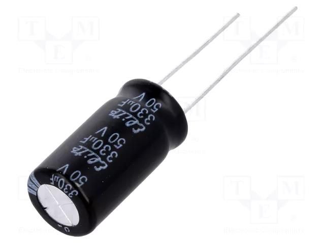 Capacitor: electrolytic; THT; 330uF; 50VDC; Ø10x20mm; Pitch: 5mm Elite PF1H331MNN1020