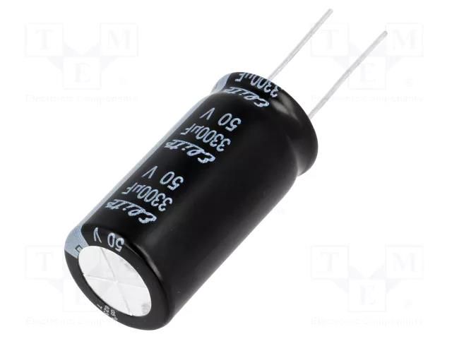 Capacitor: electrolytic; THT; 3300uF; 50VDC; Ø18x36mm; Pitch: 7.5mm Elite PF1H332MNN1836