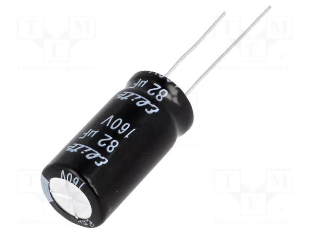 Capacitor: electrolytic; THT; 82uF; 160VDC; Ø12.5x25mm; Pitch: 5mm Elite PF2C820MNN1225