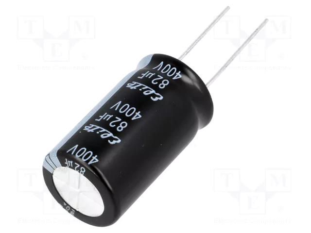 Capacitor: electrolytic; THT; 82uF; 400VDC; Ø18x31.5mm; ±20%; 2000h Elite PF2G820MNN1832