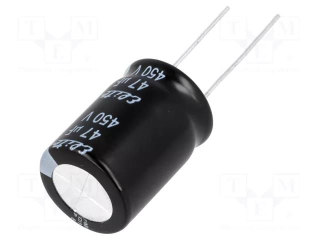 Capacitor: electrolytic; THT; 47uF; 450VDC; Ø18x31.5mm; ±20%; 2000h Elite PF2W470MNN1825