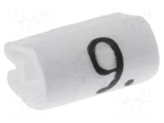 Markers; Marking: 9; 1.5÷2mm; PVC; white; -45÷70°C; leaded TE Connectivity TE-05801909