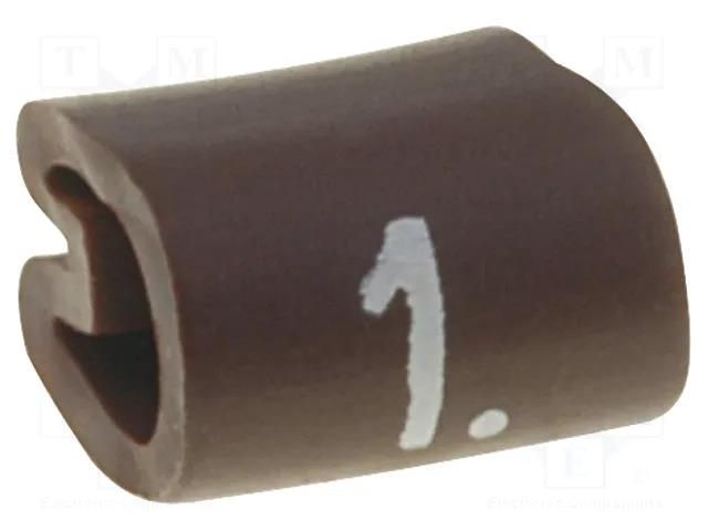 Markers; Marking: 1; 2.9÷4.7mm; PVC; brown; -45÷70°C; leaded TE Connectivity TE-06161101