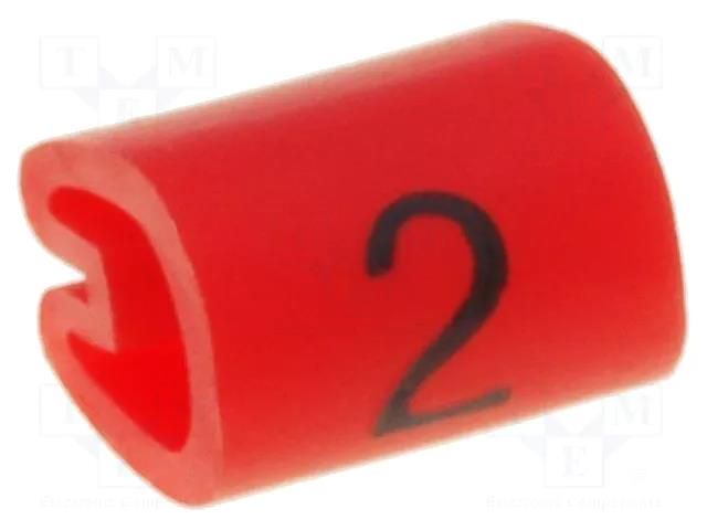 Markers; Marking: 2; 4.3÷6.9mm; PVC; red; -45÷70°C; leaded TE Connectivity TE-06201202