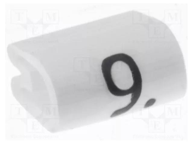 Markers; Marking: 9; 2÷3.2mm; PVC; white; -45÷70°C; leaded TE Connectivity TE-05811909