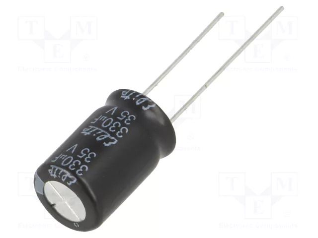 Capacitor: electrolytic; THT; 330uF; 35VDC; Ø10x16mm; Pitch: 5mm Elite PF1V331MNN1016
