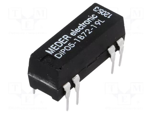 Relay: reed switch; SPST-NC; Ucoil: 5VDC; 1A; max.200VDC; 50mW; PCB MEDER DIP05-1B72-19L