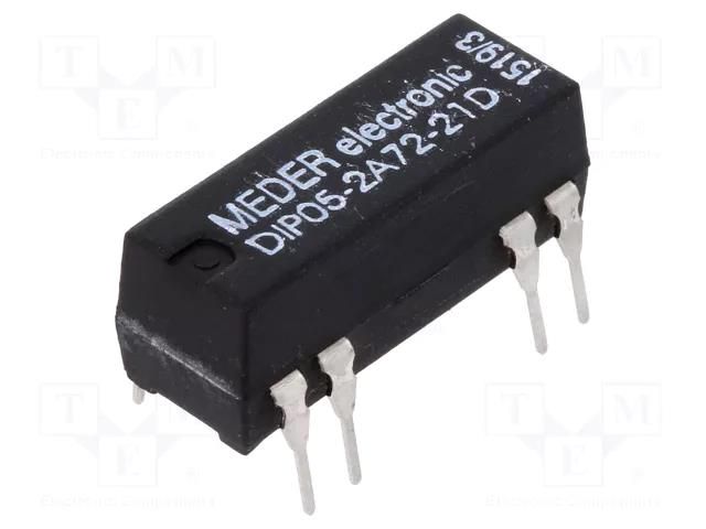 Relay: reed switch; DPST-NO; Ucoil: 5VDC; 1A; max.200VDC; 125mW; PCB MEDER DIP05-2A72-21D