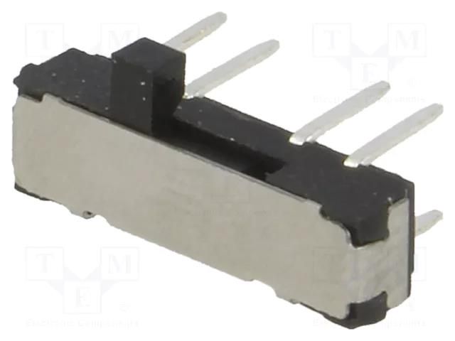 Switch: slide; Pos: 3; DP3T; 0.3A/6VDC; OFF-ON-ON; No.of term: 8; THT NINIGI MSS-2346