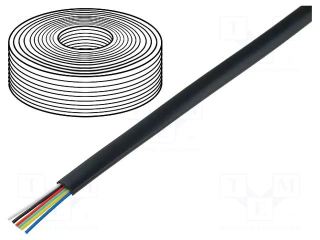 Wire: telecommunication cable; 6x28AWG; stranded; black; 100m BQ CABLE TEL-0034CCA-100/BK