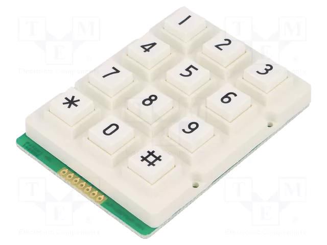 Keypad: plastic; No.of butt: 12; none; plastic; 200mΩ; 1N; 20mA ACCORD KB207-PNW-WP