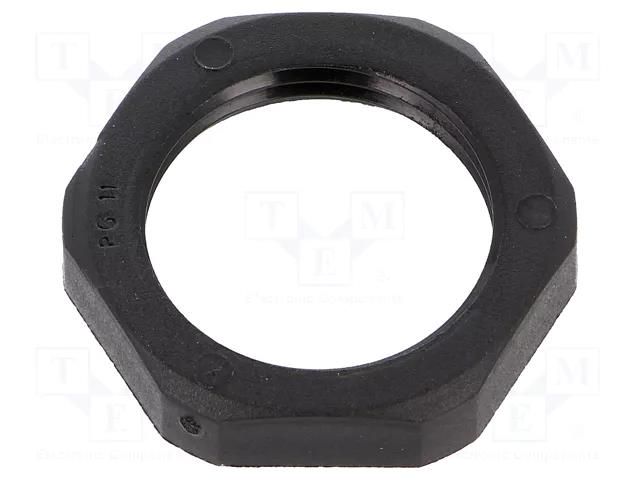 Nut; PG11; polyamide; Thk: 6.8mm; Spanner: 24mm; black; Thread: PG HUMMEL HUMMEL-1262110111
