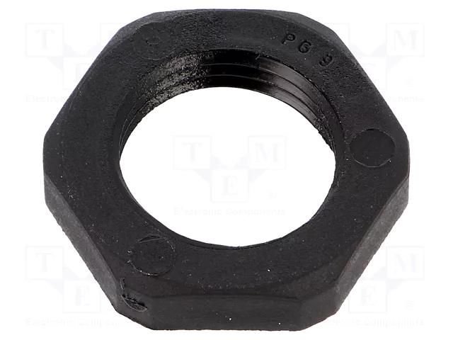 Nut; PG9; polyamide; Thk: 5mm; Spanner: 22mm; black; -40÷100°C HUMMEL HUMMEL-1262090111