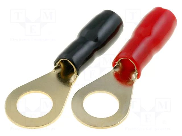 Terminal: ring; insulated; red and black; gold-plated; 10mm2; M8 4CARMEDIA TERMINAL-RING-8G
