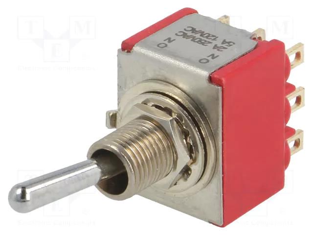 Switch: toggle; Pos: 2; 3PDT; ON-ON; 2A/250VAC; 5A/28VDC; 7000; IP40 C&K 7301SYZQE