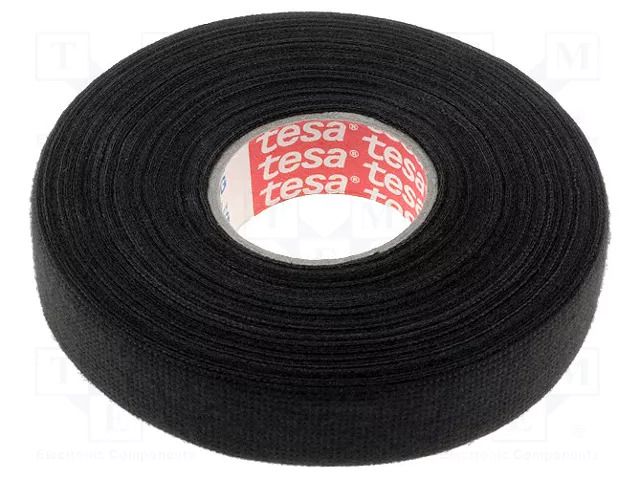 Tape: textile; W: 19mm; L: 25m; Thk: 0.3mm; Automotive; black; 105°C TESA TESA-51608-19