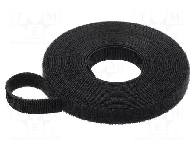 Tape: hook and loop; W: 10mm; L: 5m; caoutchouc; black TESA TESA-55239
