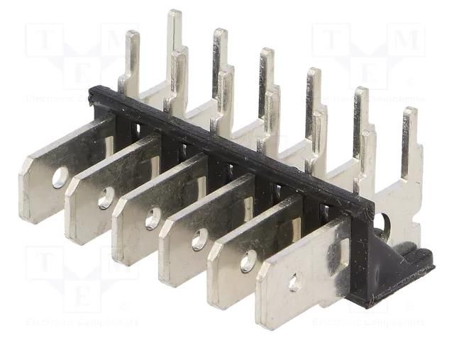 Terminal: spade terminal strip; 6.4mm; 0.8mm; THT; brass; tinned KEYSTONE KEYS7806