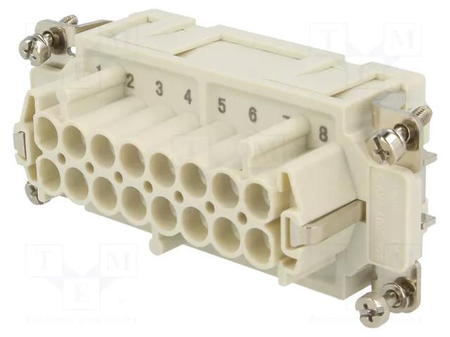 Connector: HDC; contact insert; female; GWconnect; PIN: 16; 16A MOLEX MX-93601-0257