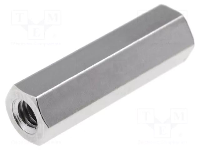 Screwed spacer sleeve; 18mm; Int.thread: M3; hexagonal; brass VOGT TFF-M3/18