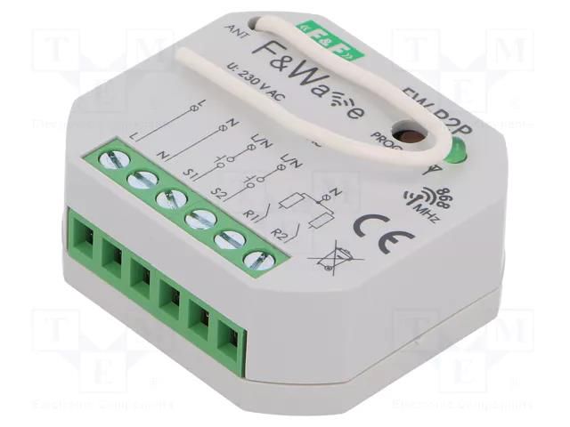 Relay; flush mount; 85÷265VAC; 85÷265VDC; 230VAC; NO x2; IP20; 100m F&F FW-R2P