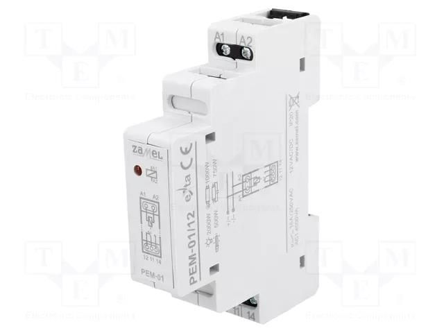 Relay: installation; monostable; SPDT; Ucoil: 12VAC,12VDC; PEM; 16A ZAMEL PEM-01/012
