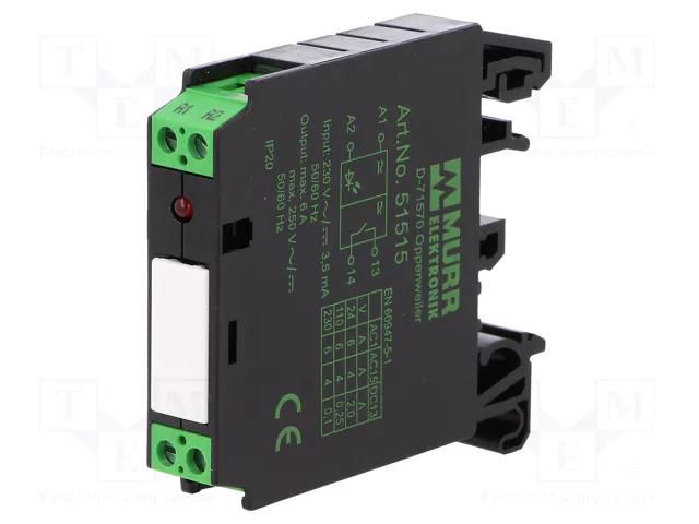 Relay: installation; monostable; NO; Ucoil: 230VAC; 5A; max.300VDC MURRELEKTRONIK MURR-RMM11/230V