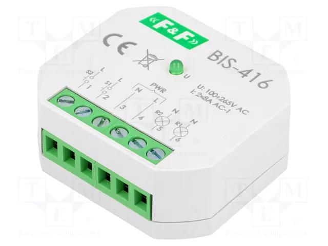 Relay: installation; bistable,impulse; NO x2; in mounting box F&F BIS-416