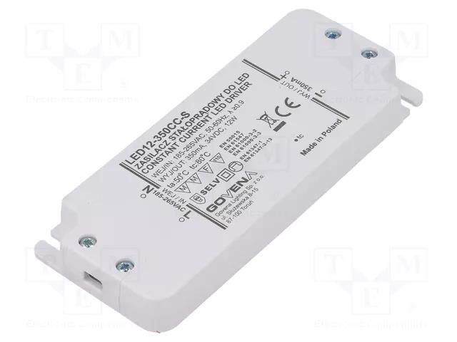 Power supply: switching; LED; 12W; 10÷35VDC; 350mA; 185÷265VAC GOVENA Z-LED-12W-350CC