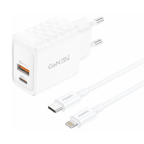 Foneng EU56 1xUSB-A, 1xUSB-C, 20W Power Charger (White) + USB-A to Lightning cable, Foneng EU56 Type-C to iPhon