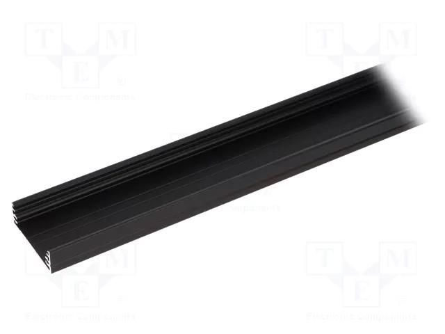 Profiles for LED modules; black; L: 1m; WIDE24; aluminium; surface TOPMET TOP-WIDE24/BK-1M